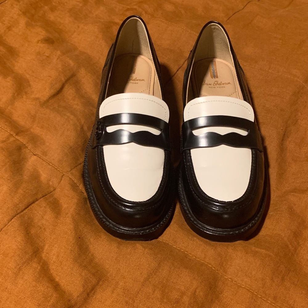 Sam Edelman Leather Black and White Loafers 6.5 NWT